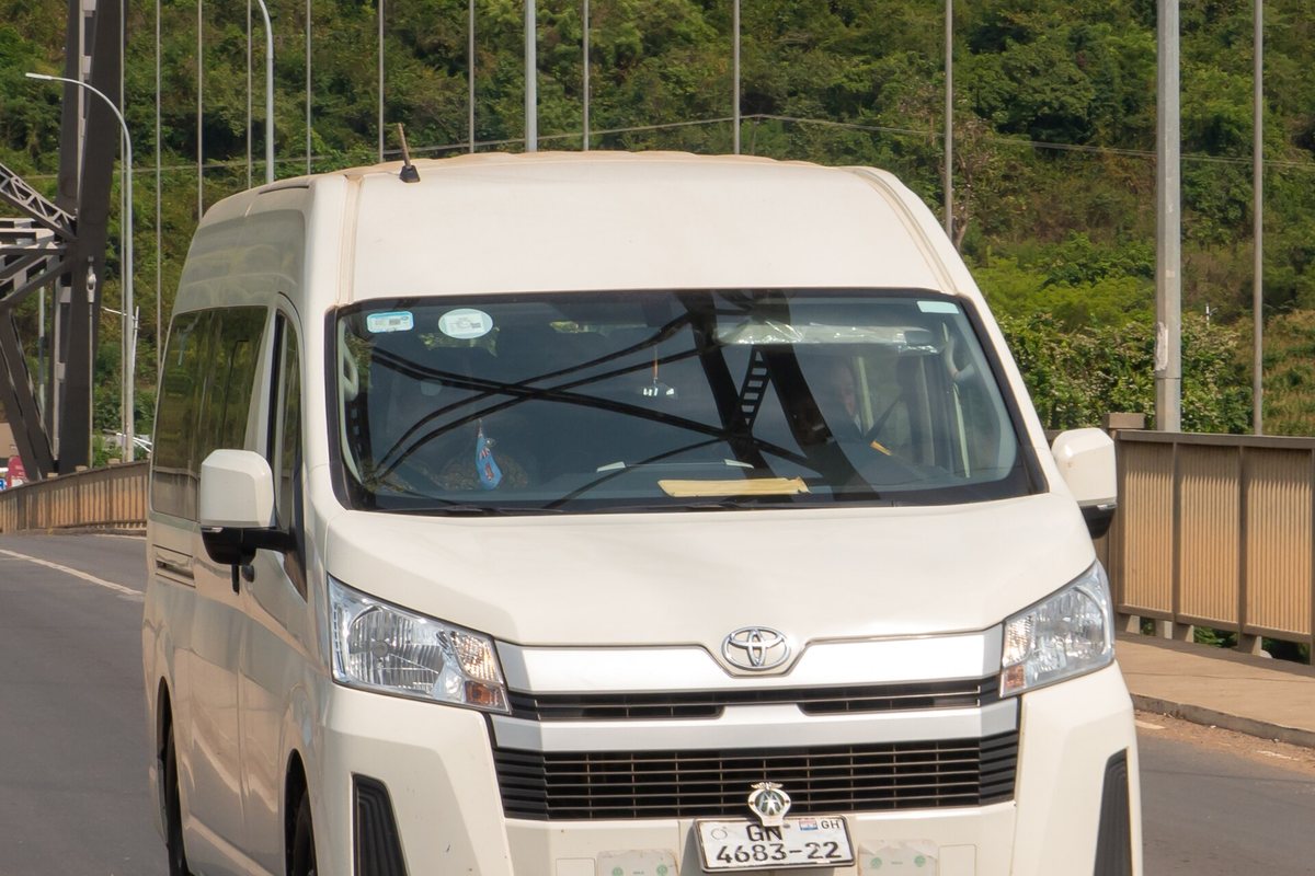 White Toyota Hiace mini-van with a Ghana number plate